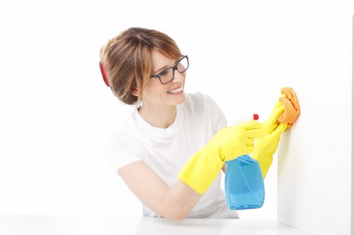 Person vacuuming mattress seams during cleaning